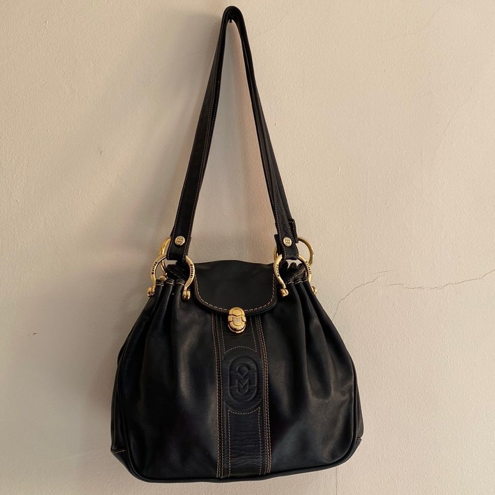 Marino Orlandi Black Soft Leather Shoulder Tote Bag Purse